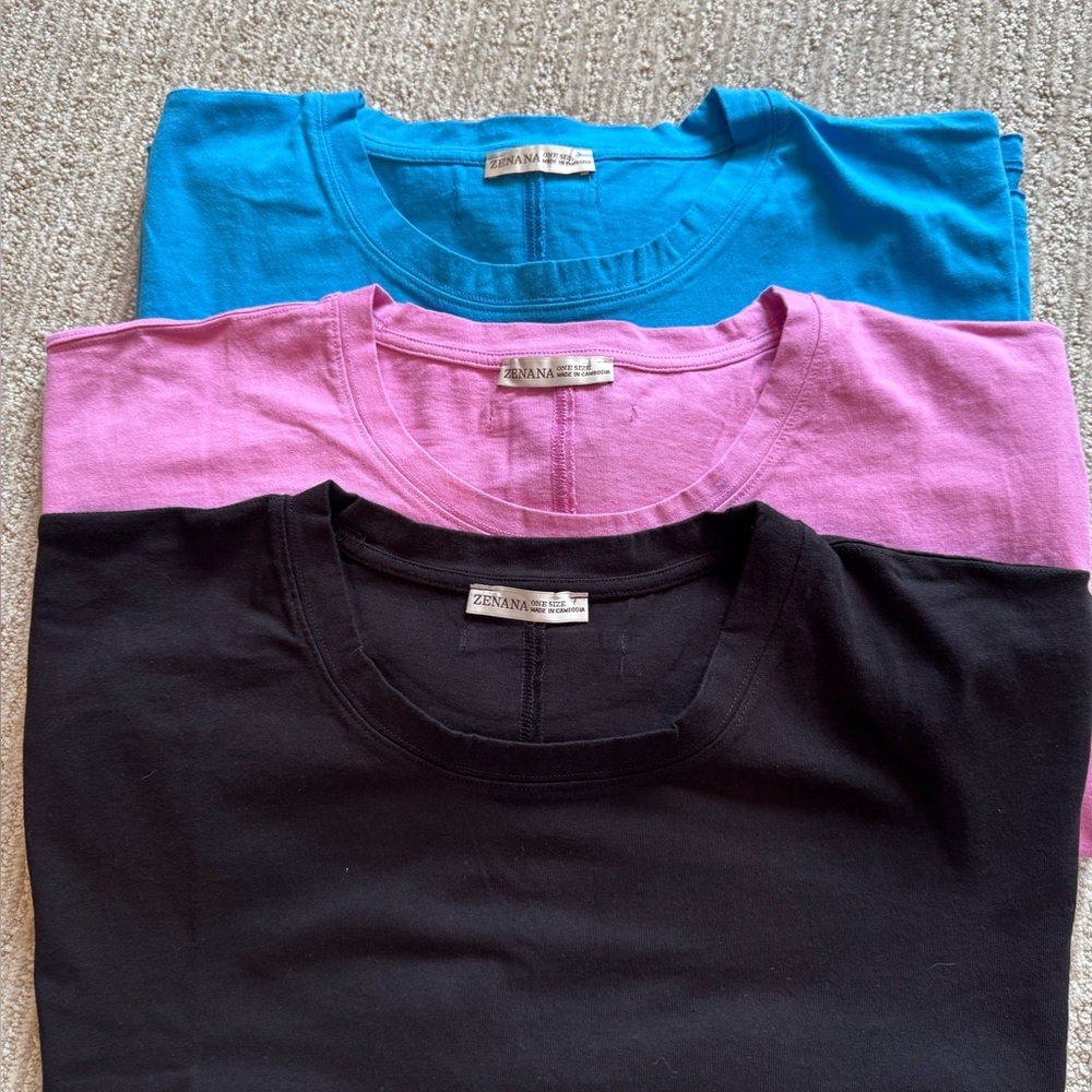 🌸 Zenana Boxy Crop Tees – Set of 3 (Brand New!)